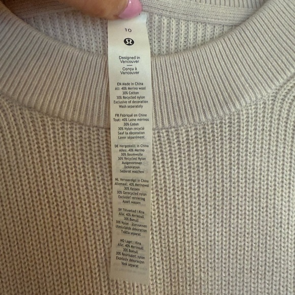 Lululemon Merino Wool Blend Ribbed Crewneck Oatmeal Beige Size 10 - Picture 5 of 10